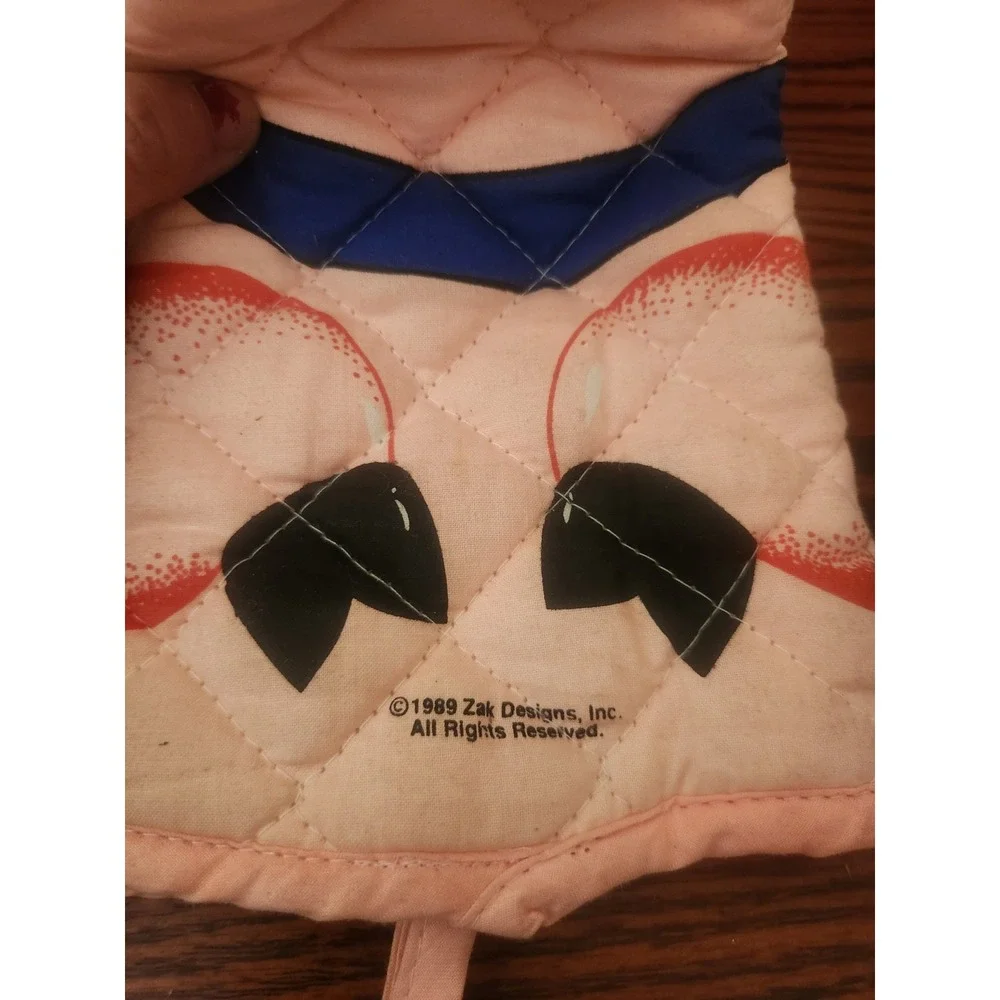 Vintage 1986 Zak Designs 1st Prize Pink Pig Oven Mitt Pot Holder Quilted BRANDED
